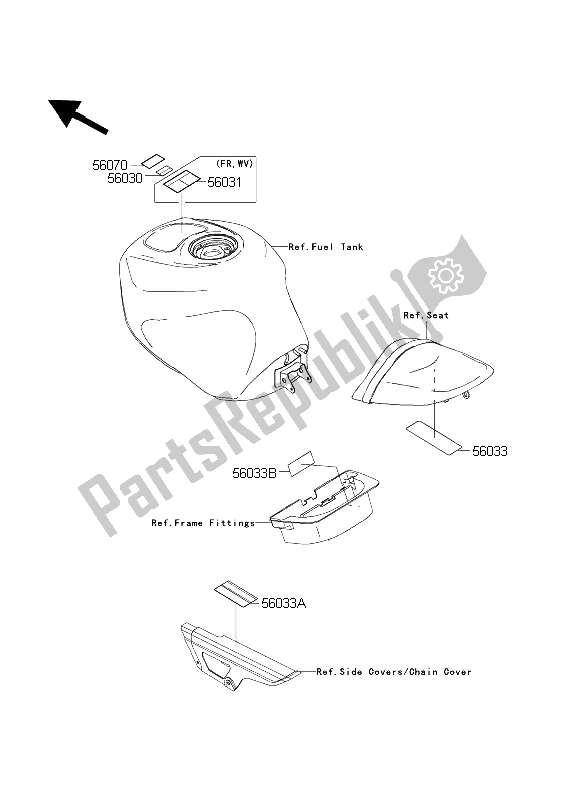 All parts for the Labels of the Kawasaki Ninja ZX 6 RR 600 2003