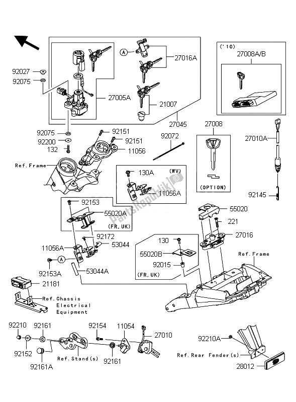 All parts for the Ignition Switch of the Kawasaki Z 1000 ABS 2010