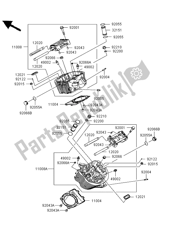 Todas las partes para Cabeza De Cilindro de Kawasaki VN 900 Classic 2008