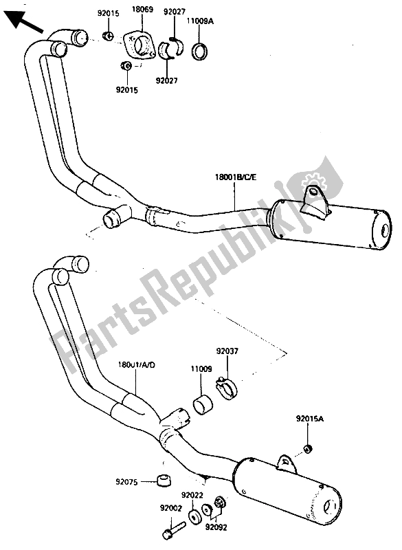 Tutte le parti per il Silenziatore del Kawasaki GPZ 600 1985