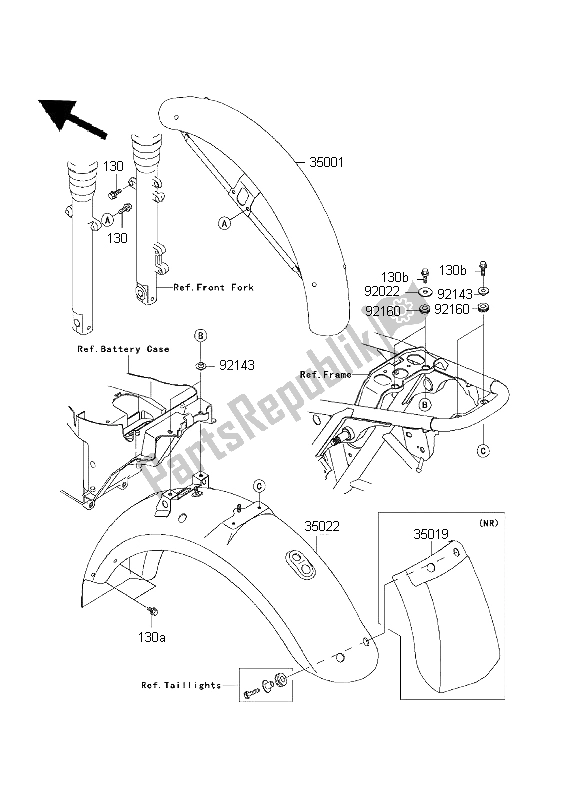 Tutte le parti per il Parabordi del Kawasaki W 650 1999