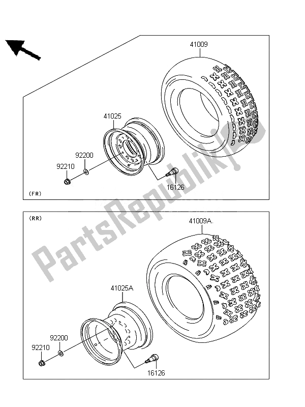 All parts for the Tires of the Kawasaki KFX 700 KSV 700A7F 2007