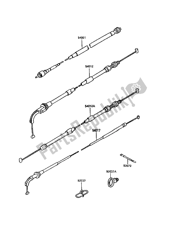 All parts for the Cable of the Kawasaki GPZ 900R 1990