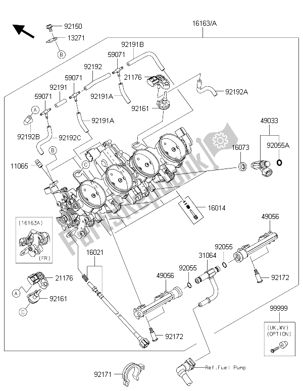 Toutes les pièces pour le Manette De Gaz du Kawasaki Ninja ZX 6R 600 2015