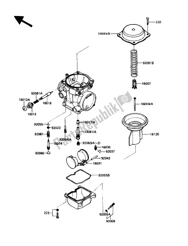 All parts for the Carburetor Parts of the Kawasaki ZG 1200 B1 1990