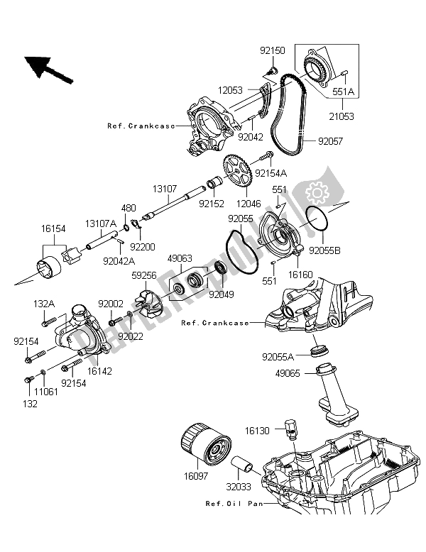 All parts for the Oil Pump of the Kawasaki Ninja ZX 10R 1000 2012