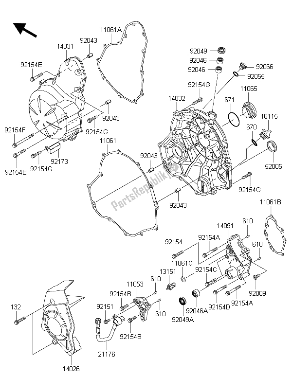 Tutte le parti per il Coperchio (i) Del Motore del Kawasaki ER 6F ABS 650 2015