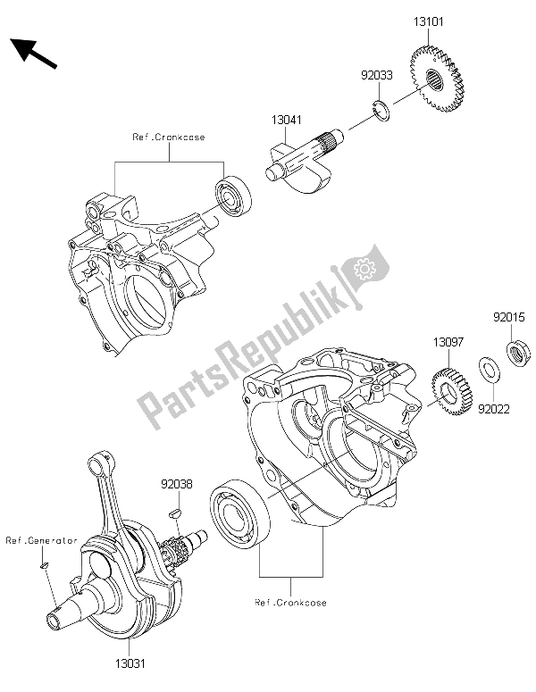 All parts for the Crankshaft of the Kawasaki Ninja 250 SL 2015