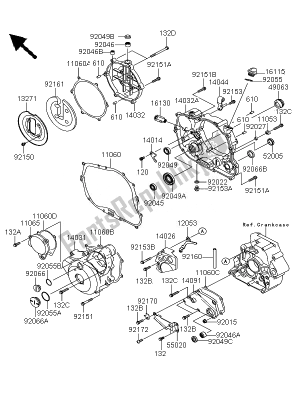 All parts for the Engine Cover of the Kawasaki KLX 250 2010