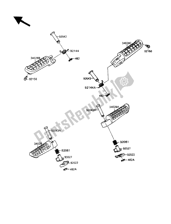 All parts for the Step of the Kawasaki ZZ R 1100 1992