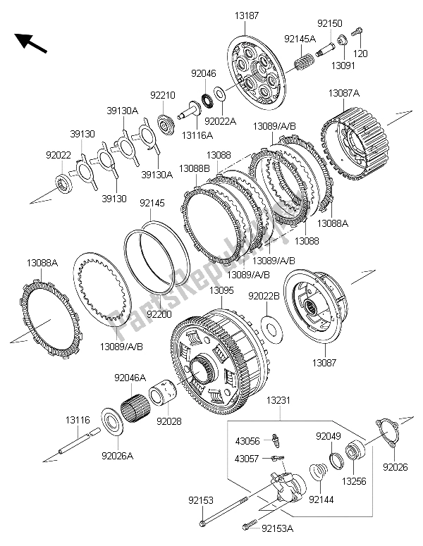 All parts for the Clutch of the Kawasaki ZZR 1400 ABS 2015