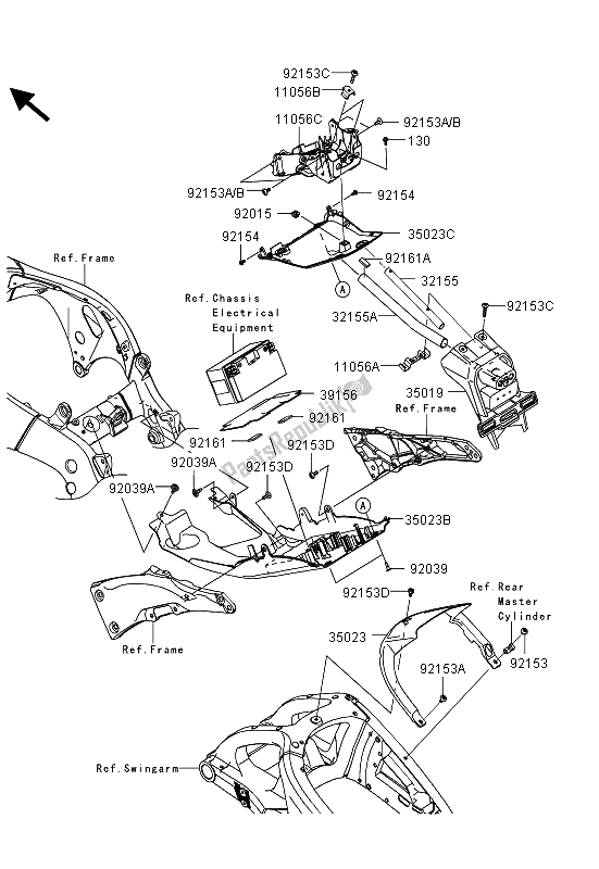 All parts for the Rear Fender(s) of the Kawasaki Ninja ZX 10R ABS 1000 2013