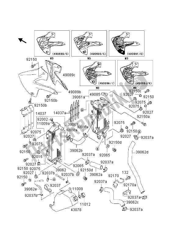 Todas las partes para Radiador de Kawasaki KLX 300R 1997