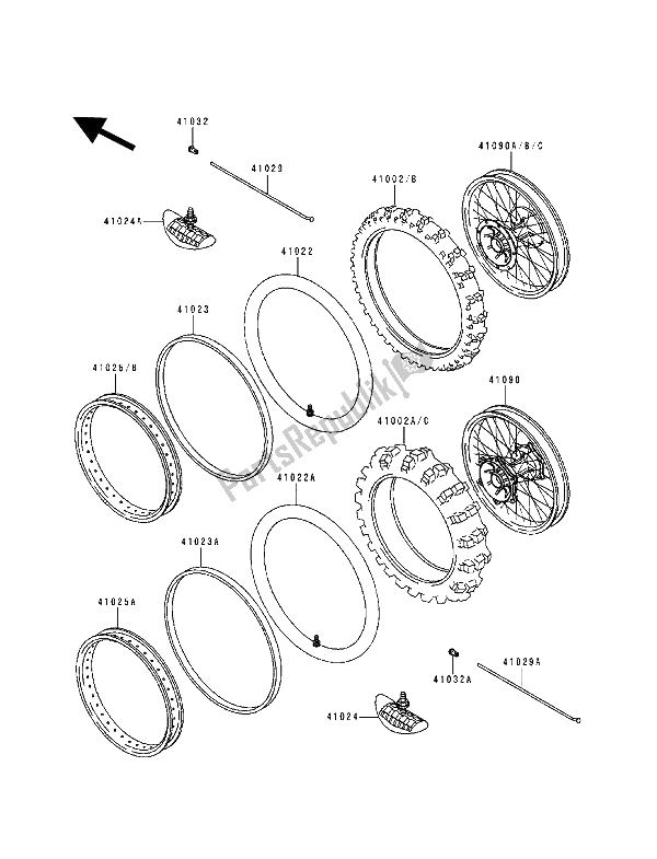 Todas las partes para Llantas de Kawasaki KX 500 1992