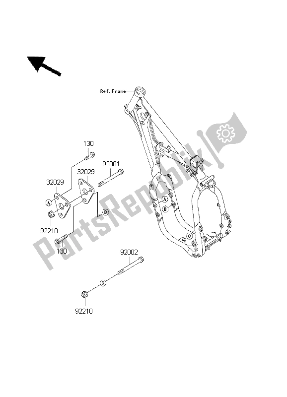 Alle onderdelen voor de Motorsteun van de Kawasaki KX 500 2003