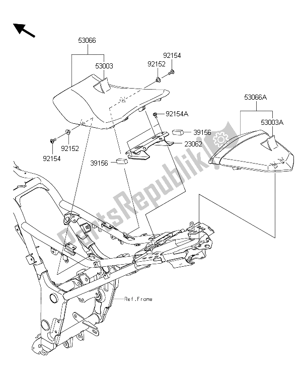 All parts for the Seat of the Kawasaki Ninja 300 2015