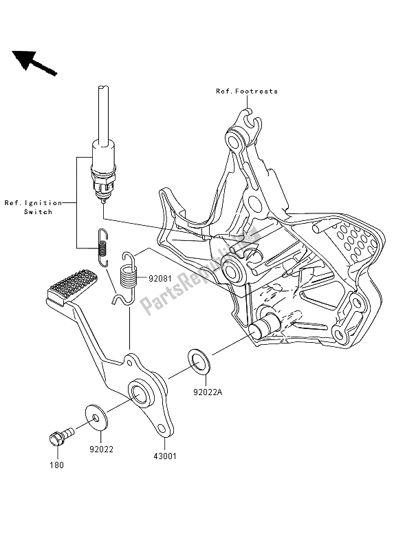 Todas as partes de Pedal De Freio do Kawasaki Versys ABS 650 2008