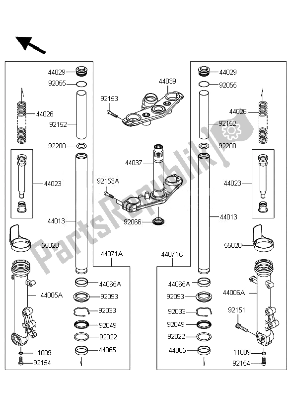 All parts for the Front Fork of the Kawasaki ER 6N ABS 650 2011