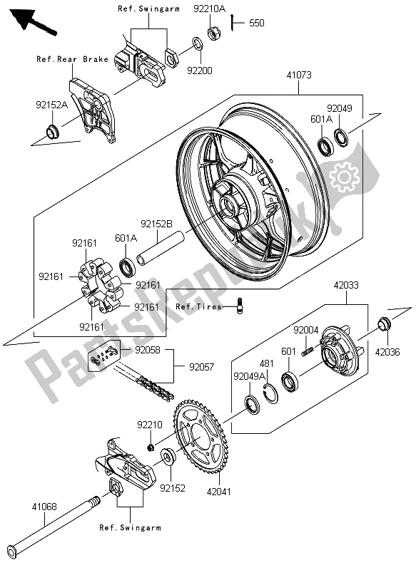 Tutte le parti per il Mozzo Posteriore del Kawasaki ZZR 1400 ABS 2012