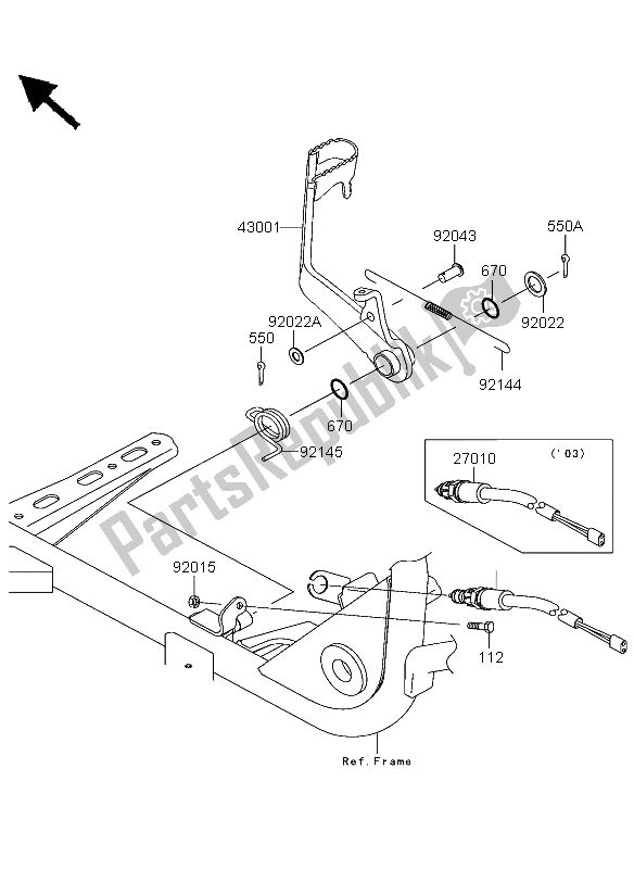 Tutte le parti per il Pedale Del Freno del Kawasaki KVF 360 4X4 2003