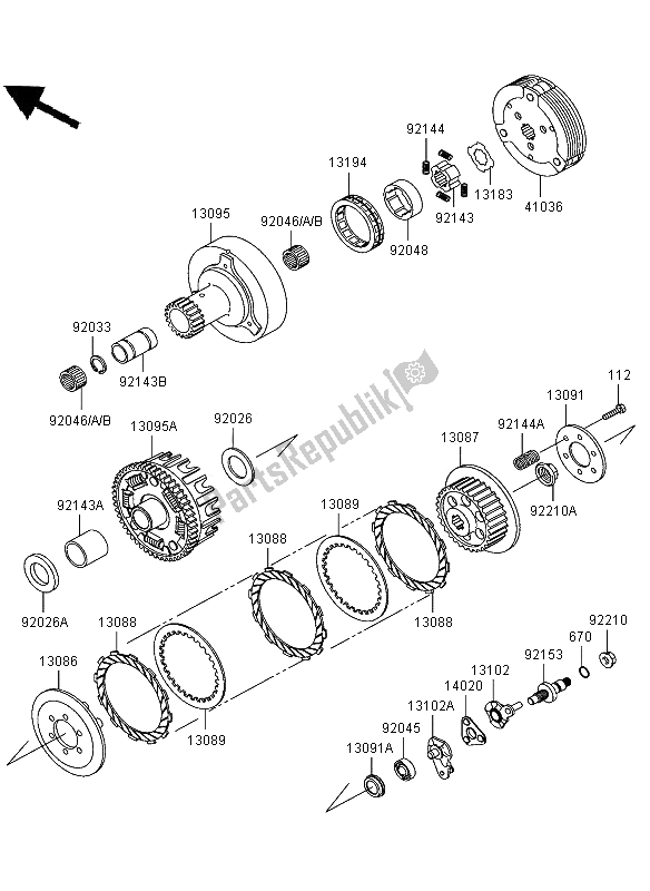 Alle onderdelen voor de Koppeling van de Kawasaki KLX 110 2002
