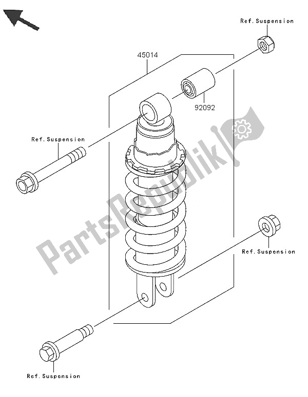 All parts for the Shock Absorber of the Kawasaki KLE 500 2005