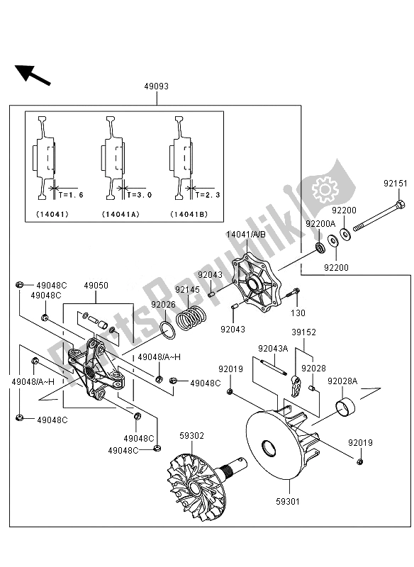 All parts for the Drive Converter of the Kawasaki KVF 360 2007