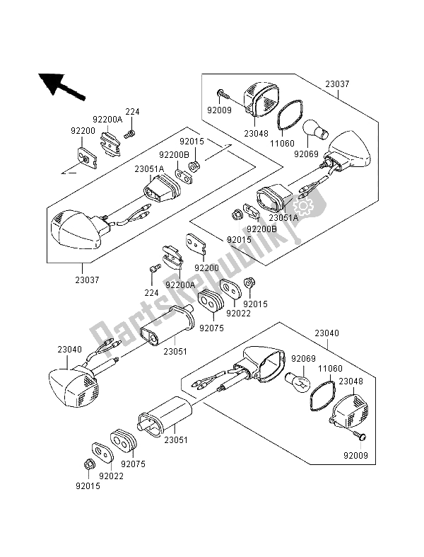 All parts for the Turn Signals of the Kawasaki Ninja ZX 9R 900 1999