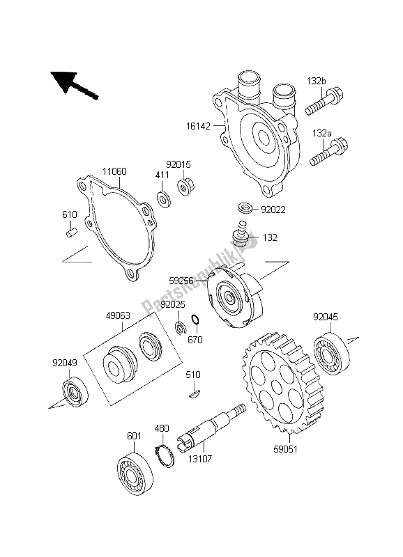 All parts for the Water Pump of the Kawasaki KLX 650R 1995