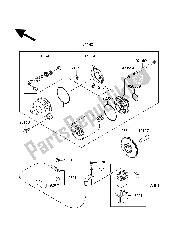 Tutte le parti per il Motorino Di Avviamento del Kawasaki Ninja ZX 9R 900 1995