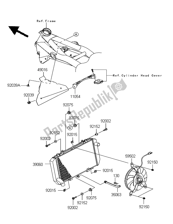 Toutes les pièces pour le Radiateur du Kawasaki Z 750R 2012