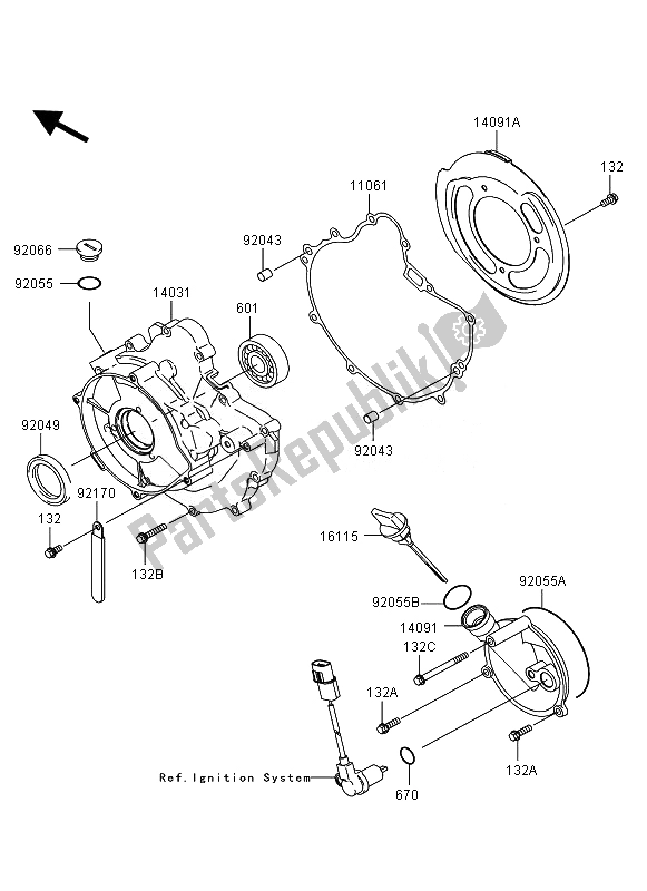 All parts for the Engine Cover of the Kawasaki KVF 360 4X4 2007