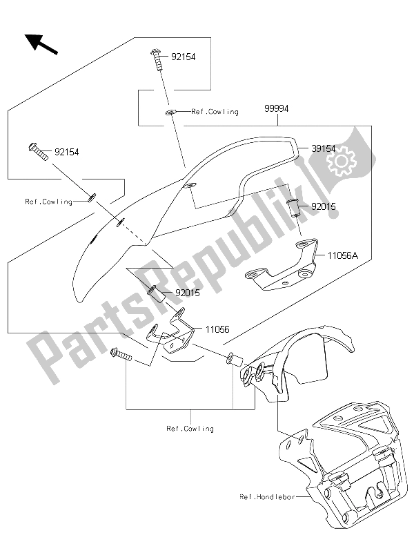 Toutes les pièces pour le Accessoire (déflecteur) du Kawasaki ER 6N ABS 650 2015