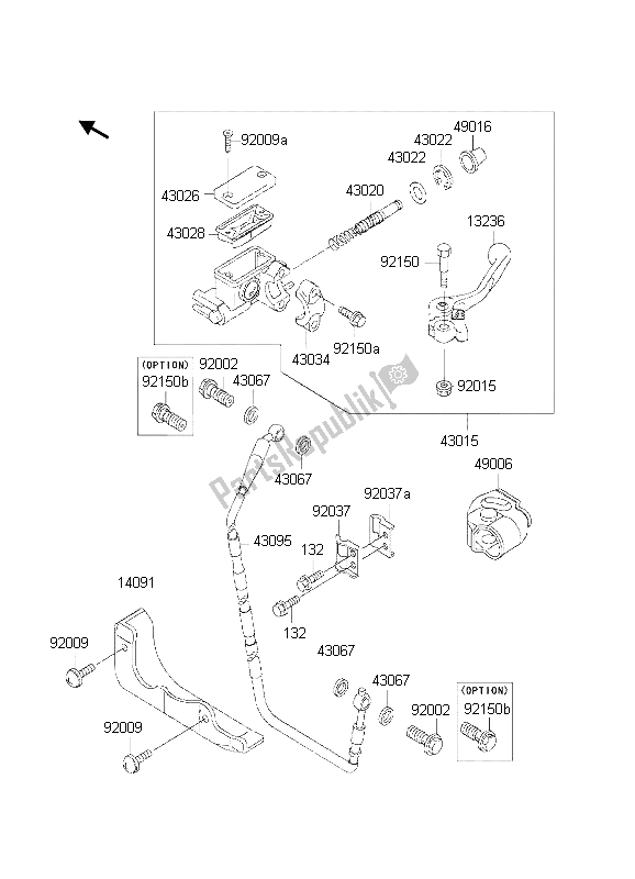 All parts for the Front Master Cylinder of the Kawasaki KX 250 2002