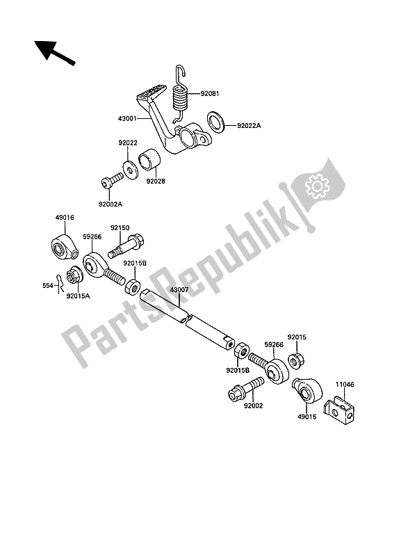 Tutte le parti per il Pedale Del Freno del Kawasaki KR 1 2 250 1989