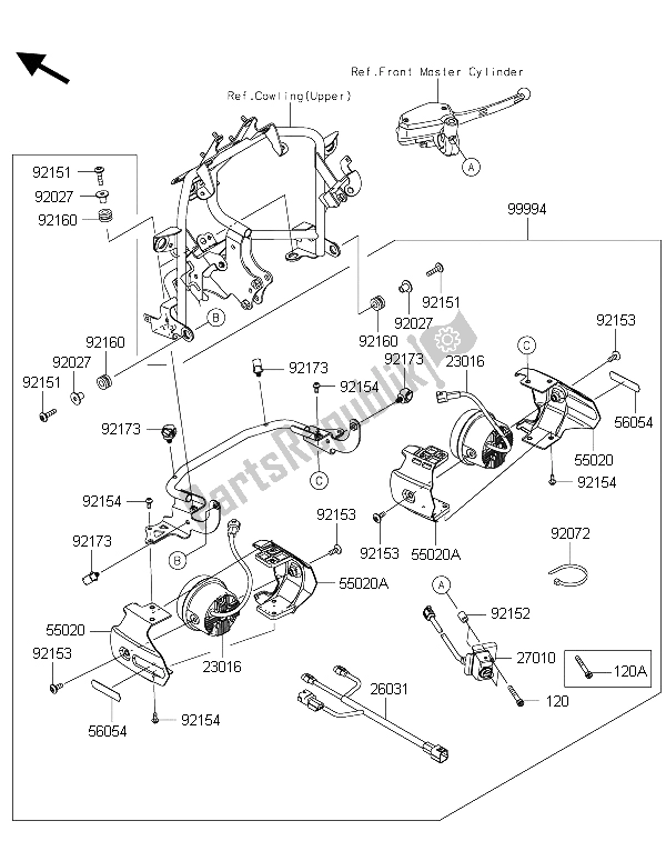 Toutes les pièces pour le Accessoire (feu Antibrouillard) du Kawasaki Versys 1000 2015