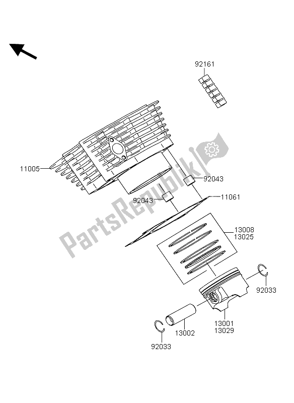 All parts for the Cylinder & Piston of the Kawasaki KVF 360 2009