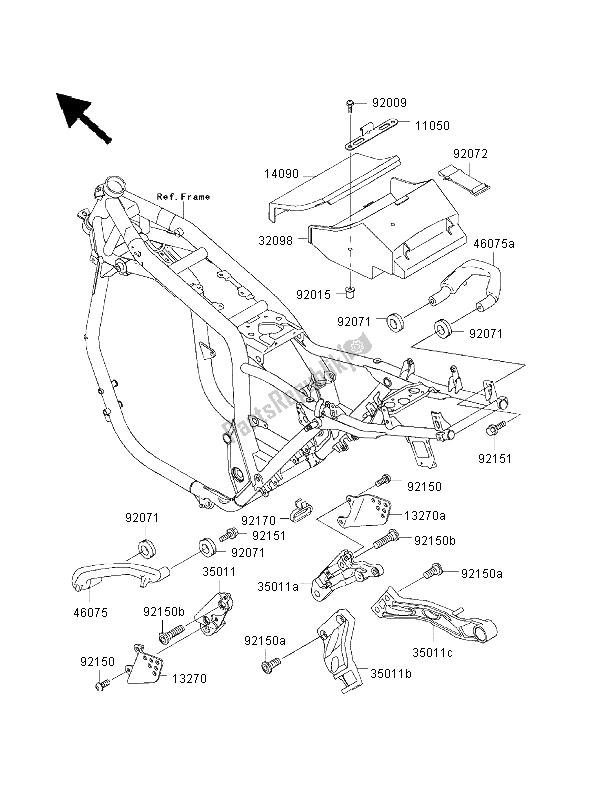 Tutte le parti per il Custodia Della Batteria del Kawasaki ZRX 1100 1999