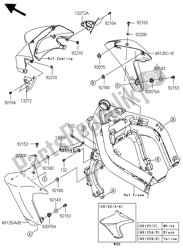 All parts for the Shroud of the Kawasaki ER 6N 650 2012