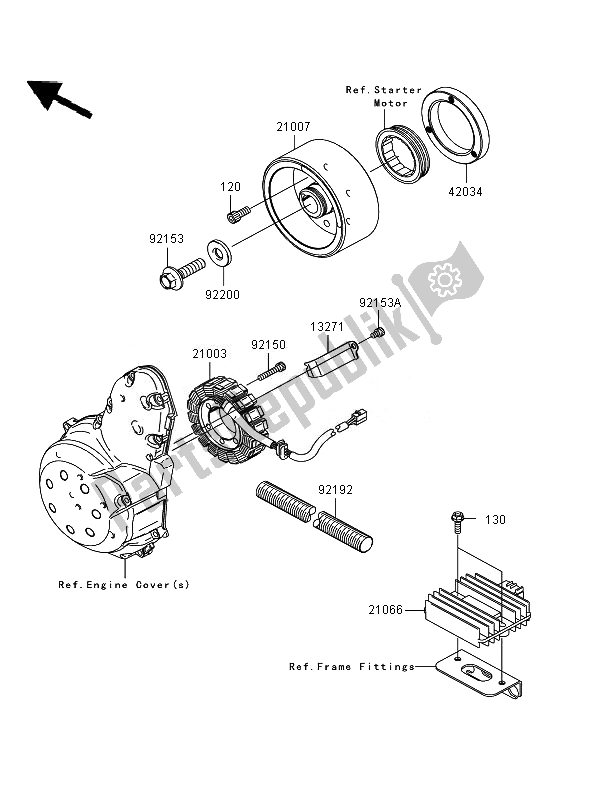 All parts for the Generator of the Kawasaki Versys 650 2007