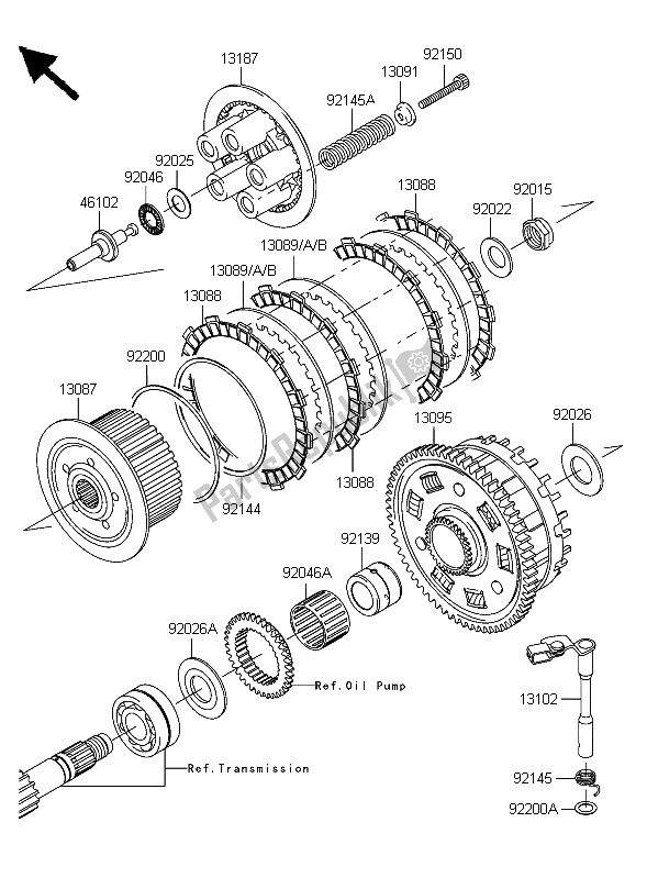 All parts for the Clutch of the Kawasaki Z 1000 2006