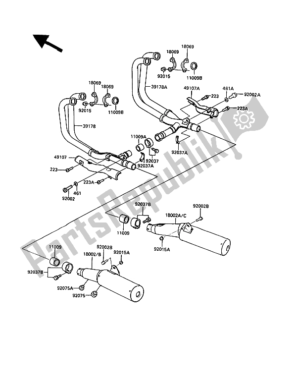 Todas las partes para Silenciador de Kawasaki 1000 GTR 1991