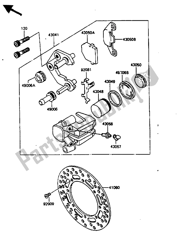 Toutes les pièces pour le étrier Avant du Kawasaki KX 500 1985