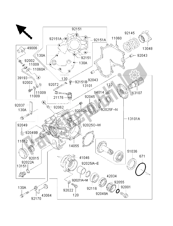 All parts for the Front Bevel Gear of the Kawasaki VN 1500 Drifter 2001