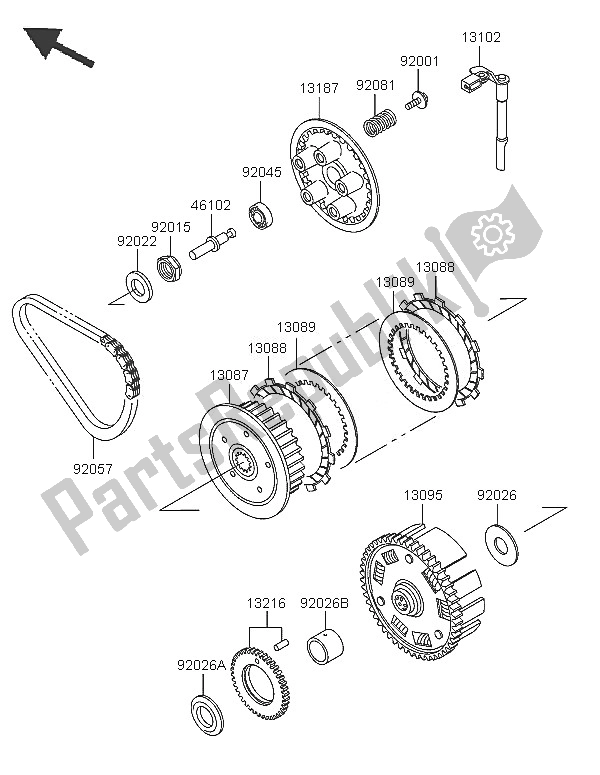 All parts for the Clutch of the Kawasaki KLE 500 2005