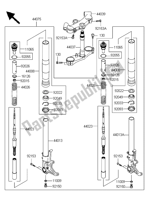 Todas las partes para Tenedor Frontal de Kawasaki Ninja ZX 12R 1200 2006
