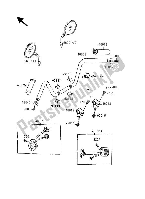 All parts for the Handlebar of the Kawasaki VN 15 1500 1995