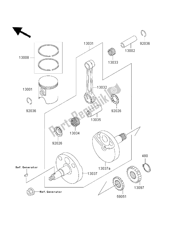 Tutte le parti per il Albero Motore E Pistone del Kawasaki KX 65 2001