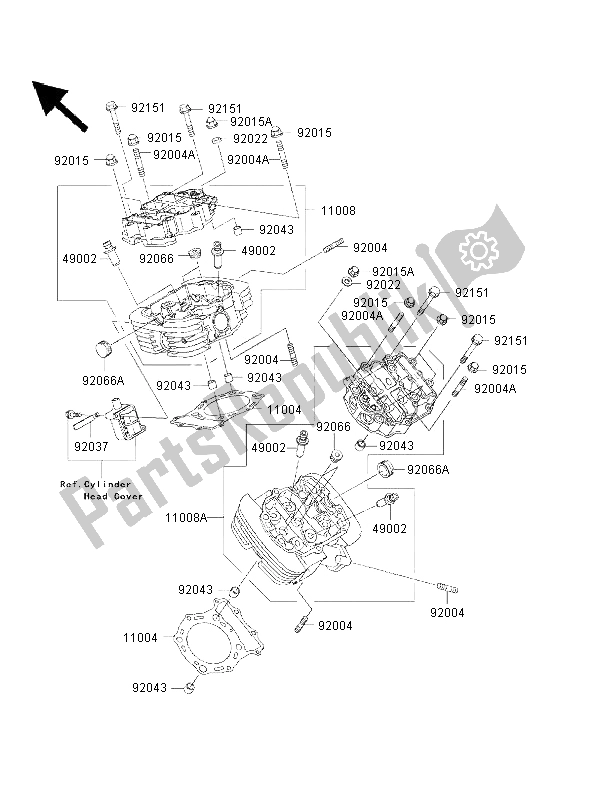 Alle onderdelen voor de Cilinderkop van de Kawasaki VN 1500 Classic FI 2002