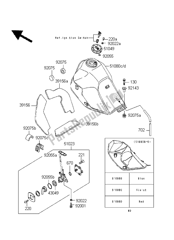 Todas las partes para Depósito De Combustible de Kawasaki KLR 650 1999